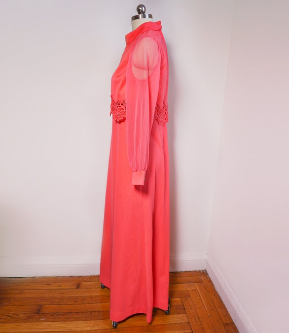 Vintage Coral Maxi Dress with rhinestone details … - image 2
