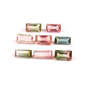 Bi-Color Tourmaline Baguette: Faceted Gemstone, 4X2-5X2 MM, Jewelry Making