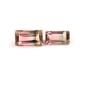 Bi-Color Tourmaline Baguette: Faceted Gemstone, 0.75 Carats (2 Pcs Lot)