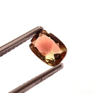Cushion Cut Bi-Color Tourmaline Gemstone: 0.75 Carat Loose Stone