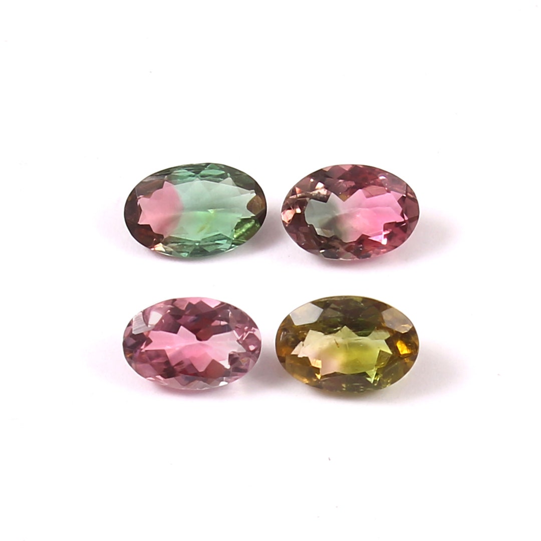 Bi-color Tourmaline Gemstone: Oval Faceted Stone, 6x4 Mm - Etsy