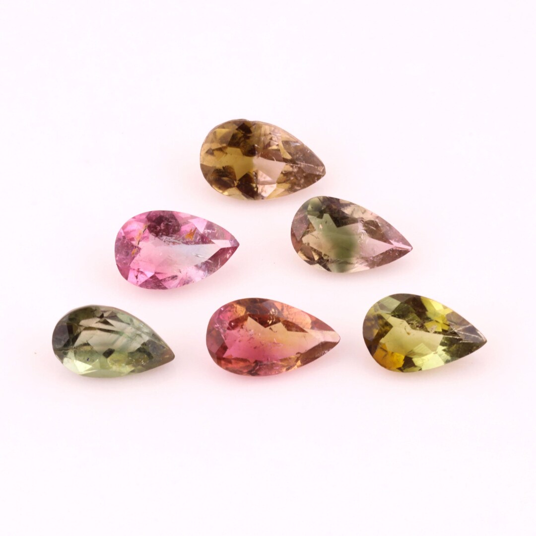 Bi-color Tourmaline Pear Gemstone: 1.25 Carat (5x3 MM) - Etsy