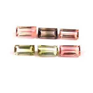 Bi-Color Tourmaline Baguette: 6X3 MM Faceted Gemstone, Jewelry Making