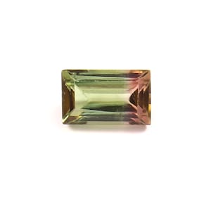 Watermelon Tourmaline Baguette: Bi-Color Gemstone (0.70 Carats, 6X3.7X2.8 MM)