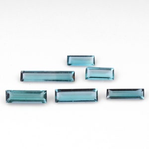 100%Natural Tourmaline Blue Color Baguette Shape Faceted 6 Pcs Lot Loose Gemstone Tourmaline Making Jewelry 3.15 Ct 7X3 To 14X3 MM B 65