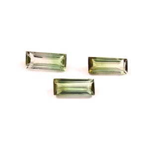 Bi-Color Tourmaline Baguette: 6X2.5 MM Faceted Gemstone - 1.10 Carats (3 Pcs Lot)