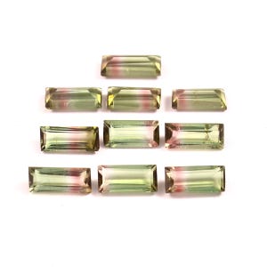 Faceted Watermelon Tourmaline Baguette: Bi-Color Gemstone (3.60 Carats, 10 Pcs Lots)