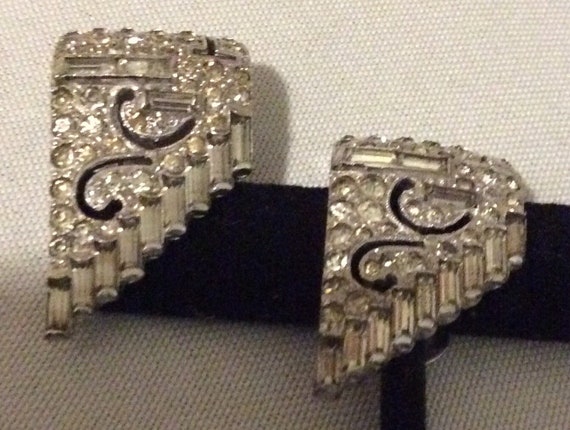 Art Deco Rhinestone Dress Clips