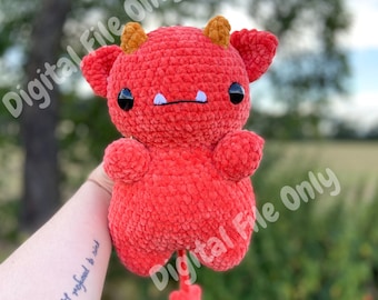 Modèle de crochet Chubby Devil Monster // Modèle de crochet démon // Modèles de crochet kawaii mignons // Modèle de crochet effrayant //