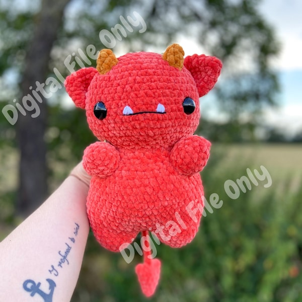 Crochet Pattern Chubby Devil Monster // Demon Crochet Pattern // Cute kawaii Crochet Patterns // Spooky Crochet Pattern //