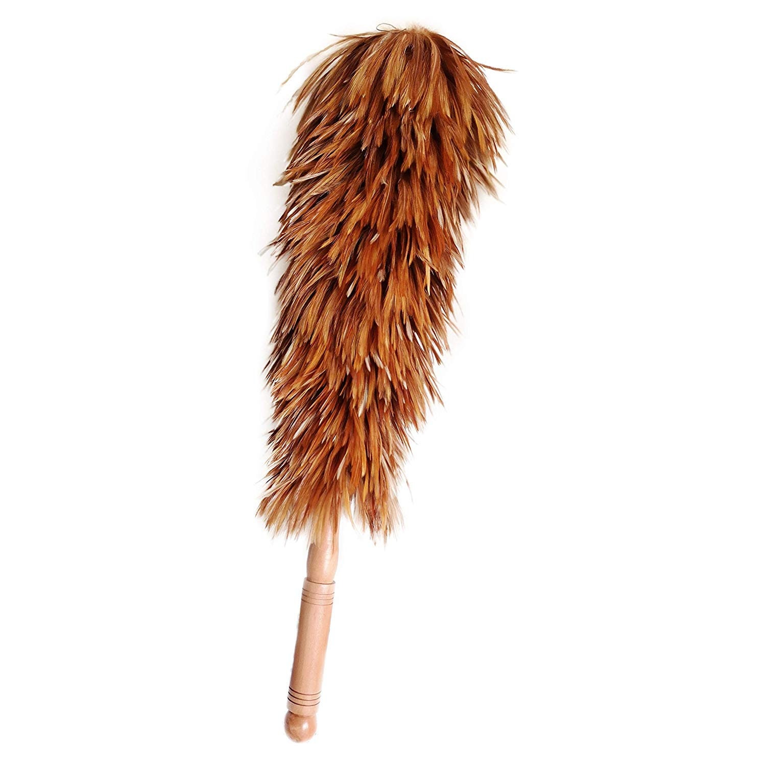 Rooster Feather Duster Wooden Handle Chinese Traditional Handmade