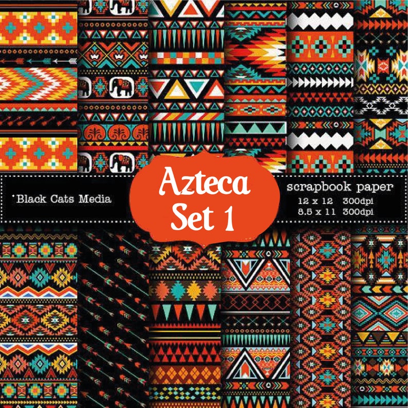 Aztec Ethnic Tribal Digital Printable Papers Weddings - Etsy