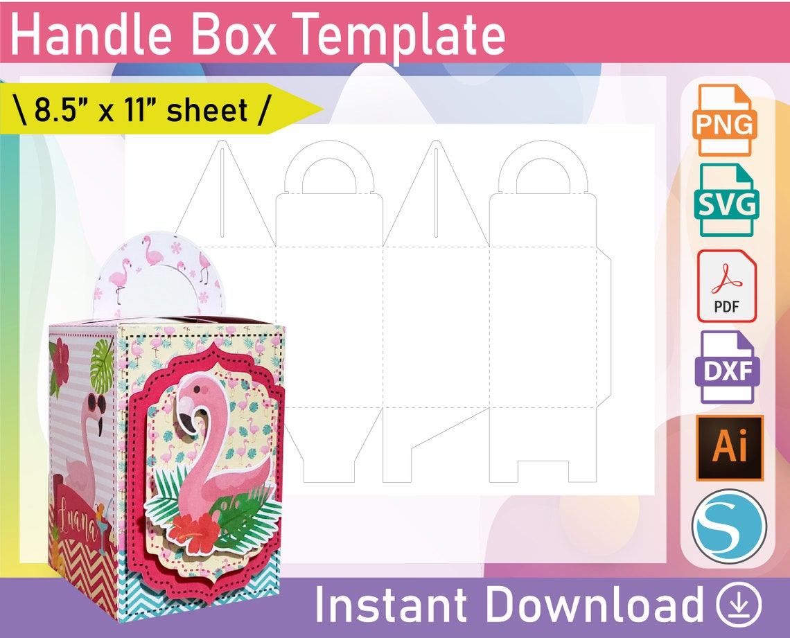 Handle Box Template Box Template 8.5x11 Sheet Etsy