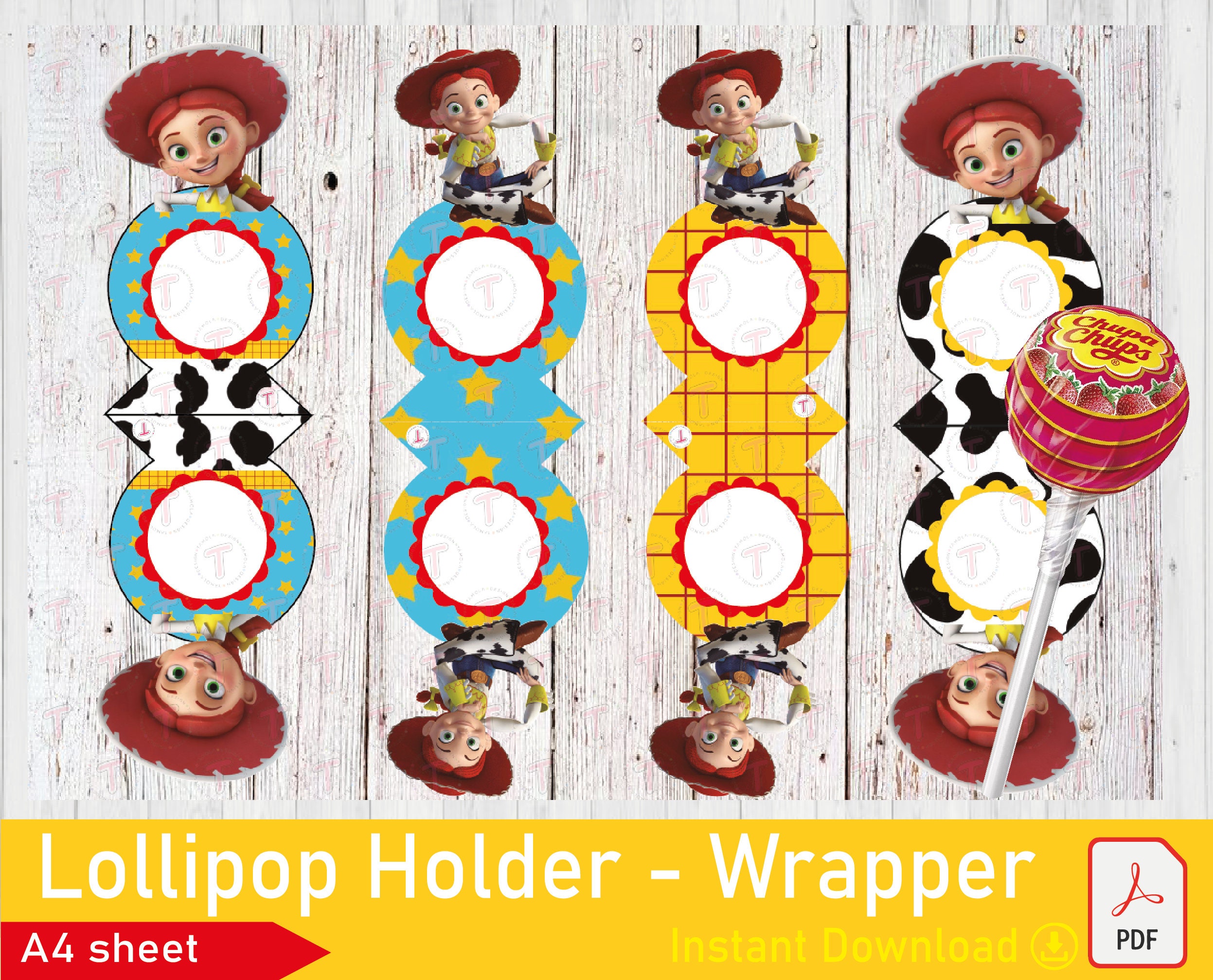 Jessie Toy Story Lollipop Holder Party Supplies Lollipop Etsy
