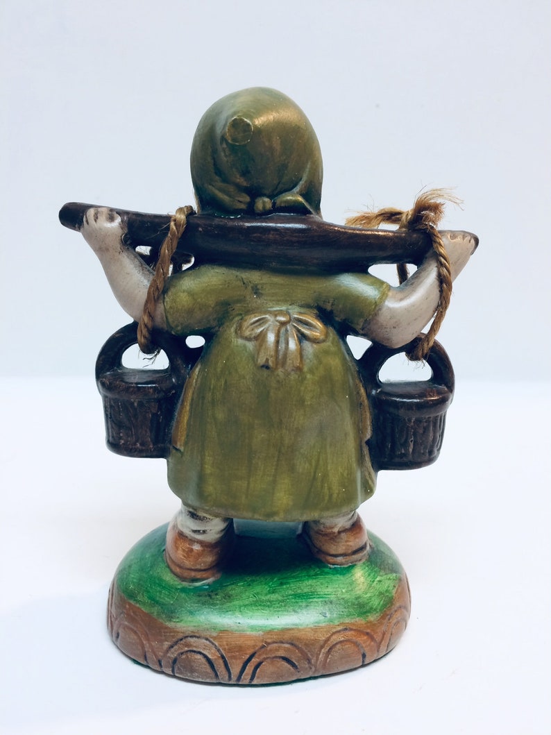 Vintage Hand Painted Ceramic Dutch Girl Carrying Yoke with Baskets Figurine