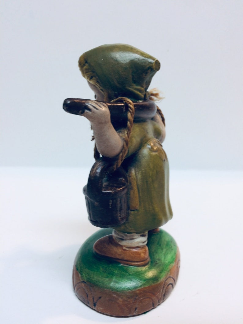 Vintage Hand Painted Ceramic Dutch Girl Carrying Yoke with Baskets Figurine