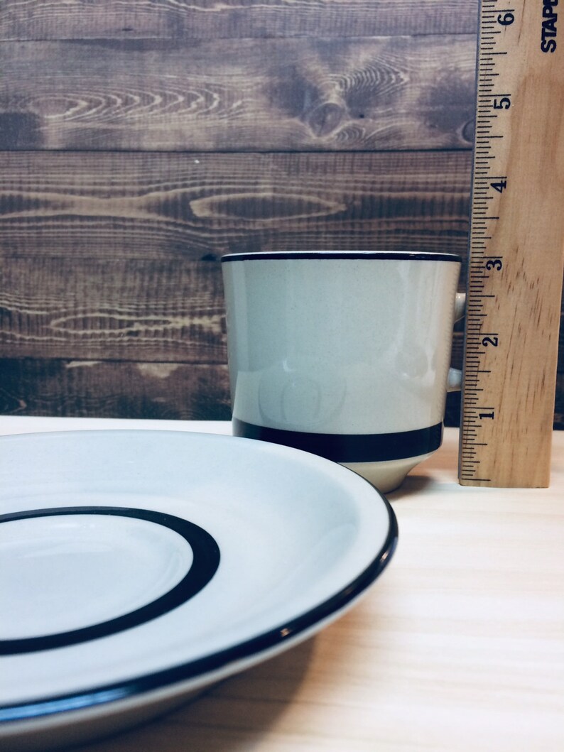 Vintage Stoneware Cup and Saucer Set With Expresso Brown Etsy