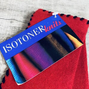 Guantes largos con nudo rojo y negro Aris Isotoner vintage de 1994 imagen 2