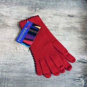 Guantes largos con nudo rojo y negro Aris Isotoner vintage de 1994 imagen 6
