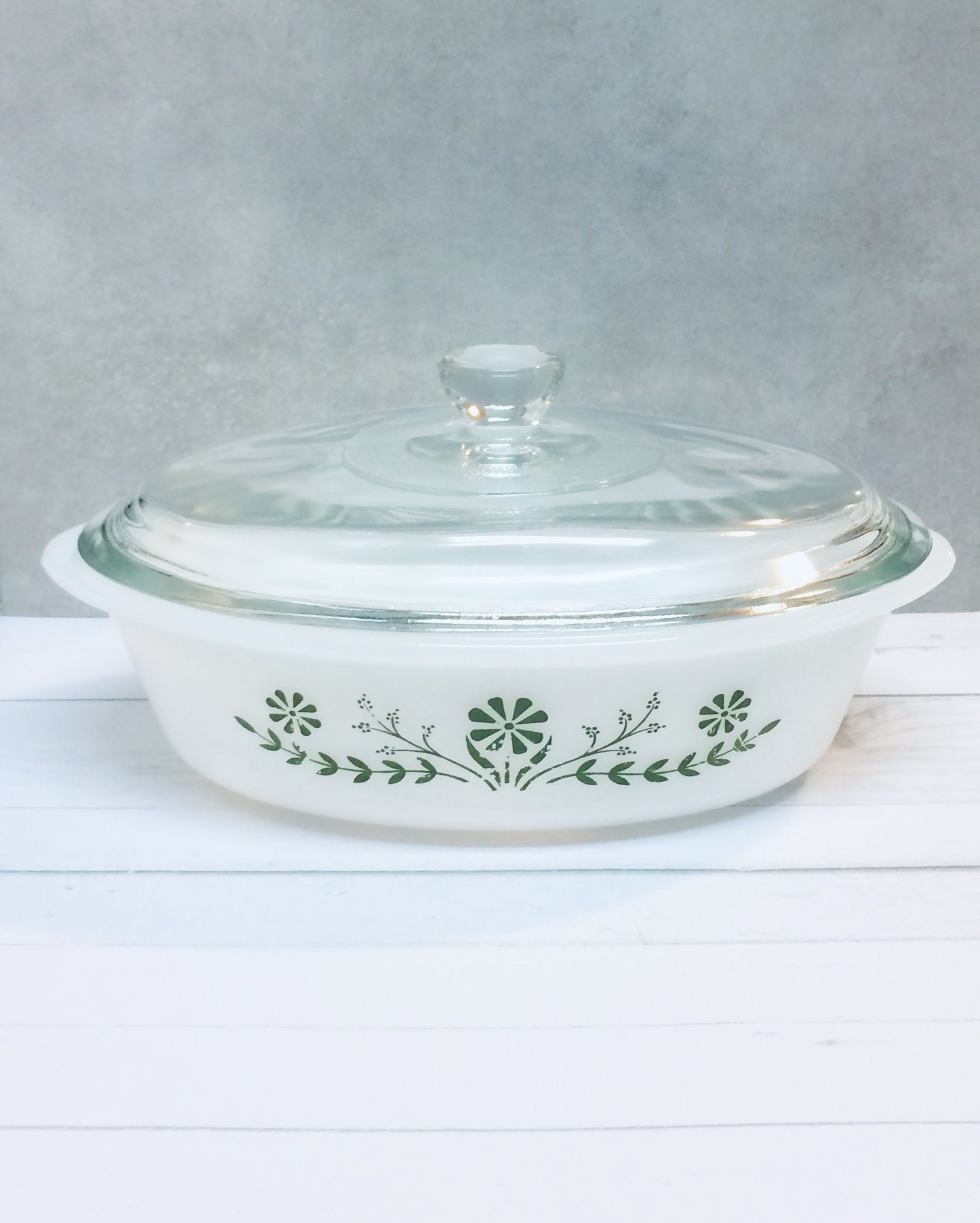 Vintage Glasbake J235 1QT Milk Glass Casserole Dish with Lid Etsy