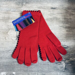 Guantes largos con nudo rojo y negro Aris Isotoner vintage de 1994 imagen 5
