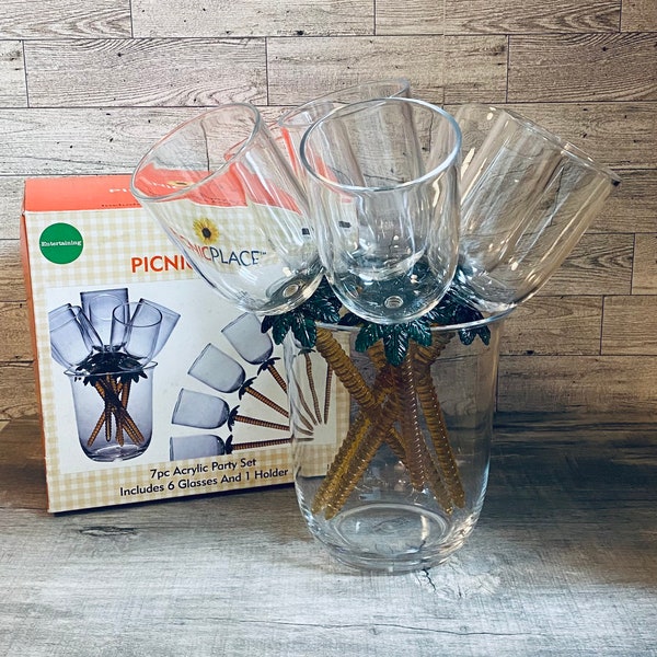 Palm Tree Wine Glass Etsy