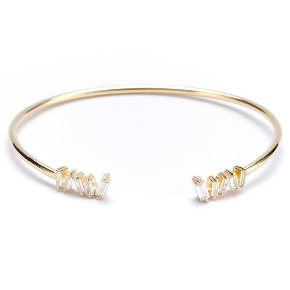 open cuff bracelet with stones
