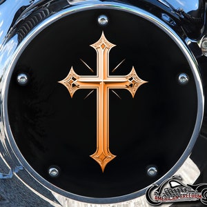 Derby personnalisé Harley Davidson ou carter de distribution (au choix) Twin Cam Big Twin EVO M8 Touring Trike Sportster 1200 883 Argent/Orange Cross