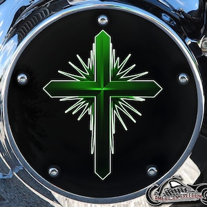 Derby personnalisé Harley Davidson ou carter de distribution (au choix) Twin Cam Big Twin EVO M8 Touring Trike Sportster 1200 883 Dark Cross Green