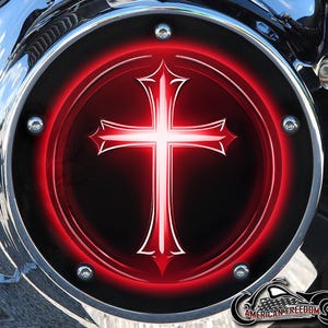 Derby personnalisé Harley Davidson ou carter de distribution (au choix) Twin Cam Big Twin EVO M8 Touring Trike Sportster 1200 883 - Glowing Cross Red