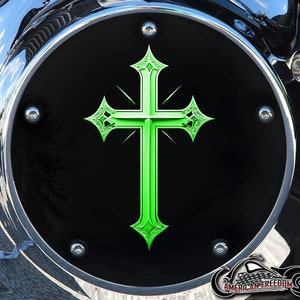 Harley Davidson Custom Derby ou carter de distribution (au choix) Twin Cam Big Twin EVO M8 Touring Trike Sportster 1200 883 Argent/Vert Croix