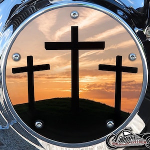 Derby personnalisé Harley Davidson ou carter de distribution « au choix » Twin Cam Big Twin EVO M8 Touring Trike Sportster 883/1200 3 Crosses at Dawn