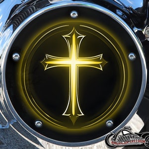 Derby personnalisé Harley Davidson ou carter de distribution (au choix) Twin Cam Big Twin EVO M8 Touring Trike Sportster 1200 883 Glowing Cross jaune