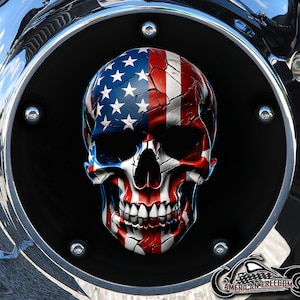 Harley Davidson Custom Derby or Timing cover (your choice) Twin Cam Big Twin EVO M8 Touring Trike Sportster 883 1200 American Flag Skull
