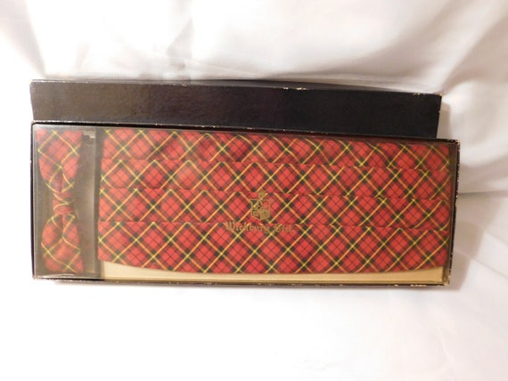 Wickbury LTD Cummerbund and Bow Tie Plaid Vintage