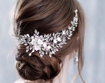 Crystal bridal hair piece Bridal hair accessories Bridal hair vine Bridal hair comb Wedding headpiece silver hair pieces Wedding hair piece