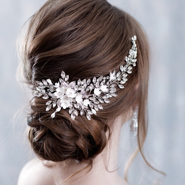 Crystal bridal hair piece Bridal hair accessories Bridal hair vine Bridal hair comb Wedding headpiece silver hair pieces Wedding hair piece