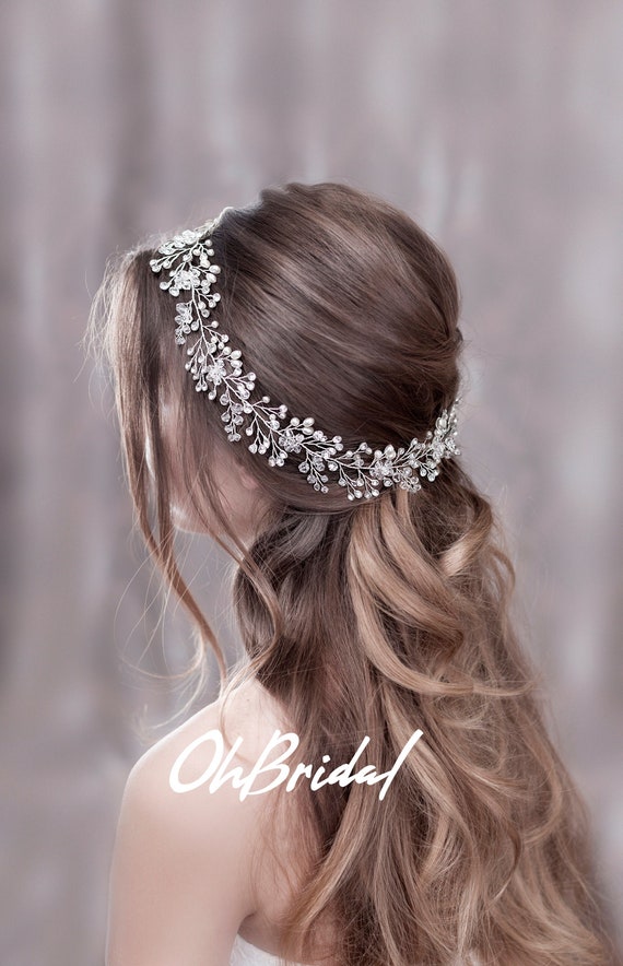 Bridal hair vine Long hair vine Wedding hair vine Flower hair Etsy