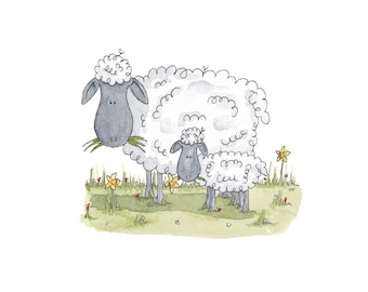 Blank greetings card, greetings card, sheep card, spring card, easter card.