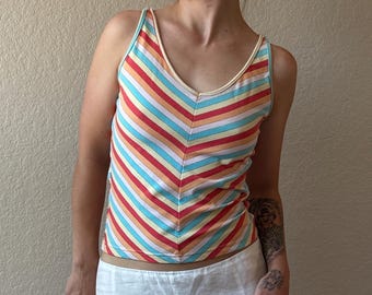 Y2K Tank Top Vintage Summer Top Y2K Energie Tank Top Y2K Striped Tank Top Summer Striped Tank Top Y2K Striped Top Tie Back Top Energie