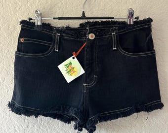 Y2K minishort zwarte denim minishort vintage microshort Y2K zwarte minishort journaalshort vintage zwarte denim minishort met lage taille