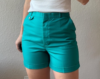 70s Teal Shorts 70s Lady Thomson High Waisted Shorts Vintage Green Shorts 70s Shorts Perma Press 70s Shorts Vintage 70s Green Shorts