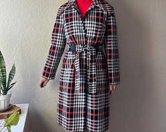 60s Plaid Wool Mini Dress w Matching Plaid Coat 60s Dress and Jacket Set 60s Plaid Mini Dress 60s Plaid Wool Jacket Vintage Dress Coat Set