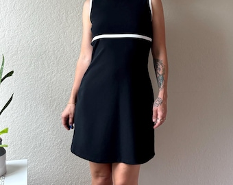 90s Black Mini Dress 90s Per Seption Dress Vintage Mini Dress 90s LBD Black White Mini Dress Vintage Black Mini Dress