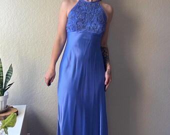 Y2K Periwinkle Blue Formal Dress Y2K Satin Purple Gown Y2K Prom Dress Vintage Satin Formal Dress Blue Purple Satin Prom Dress Morgan and Co