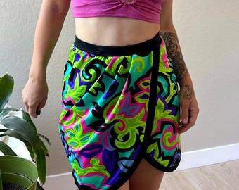 90s Catalina Swim Skirt Vintage Swimwear 90s Neon Swimwear 90s Swimsuit Bottoms Catalina Swim Skirt 90s Neon Swimwear Vintage Wrap Skirt
