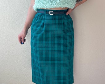 80s Green Plaid Pendleton Skirt Vintage Plaid Pendleton Skirt 80s Wool Skirt Vintage Wool Plaid Skirt 80s Plaid Miss Pendleton Skirt Green