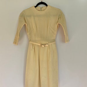 50s Wool Wiggle Dress Vintage Cream Wiggle Dress NWT Deadstock Wool 50s Dress Cream Wool Wiggle Dress Jeri Long