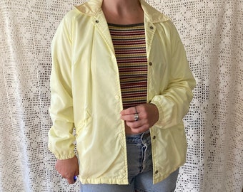 70s/80s Turfer Jacket Vintage Windbreaker 70s Yellow Jacket Vintage Snap Button Windbreaker