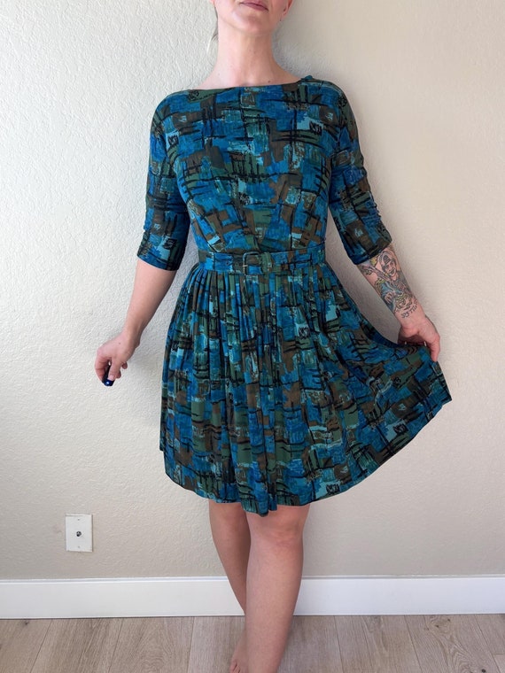 50s mini dress 50s Full Skirt Dress Vintage Blue Mini Dress 50s Blue Dress with Belt 50s  Parkshire Petite Miss Dress Vintage 50s Dress Vintage Full Skirt